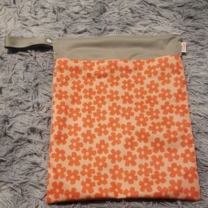 Floral Orange and Tan Wet/dry Bag Double Zippered Pocket